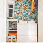 wallpapered closet