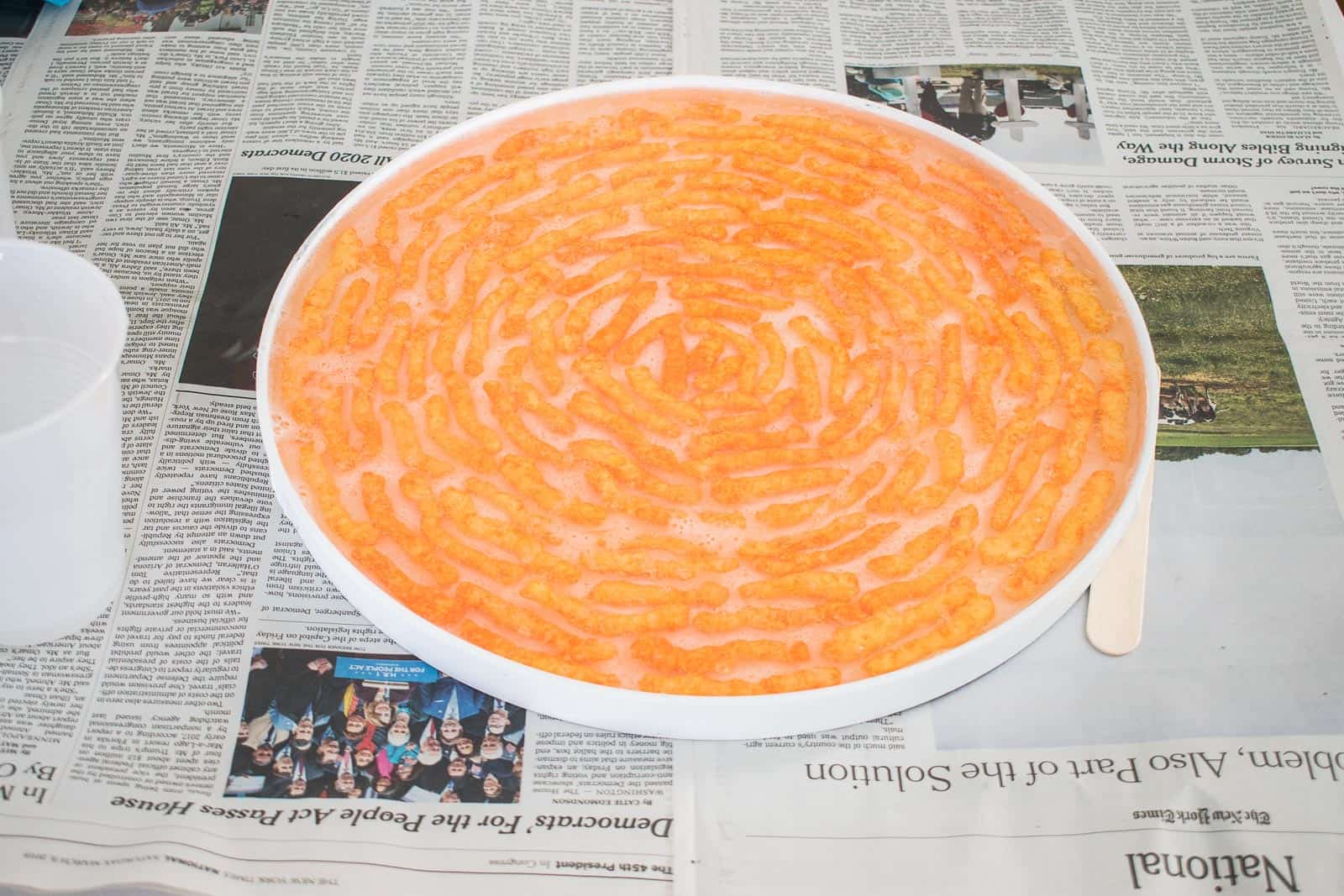 pour the epoxy over the Cheetos