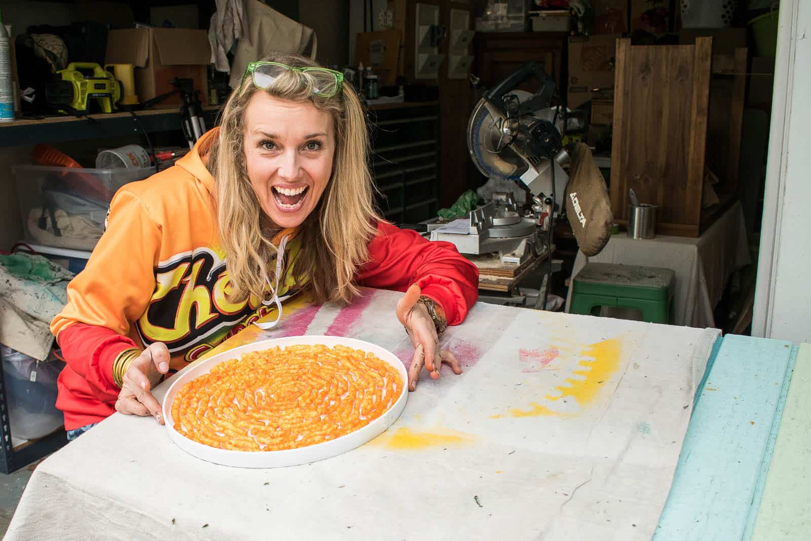 seal the cheetos with clear epoxy