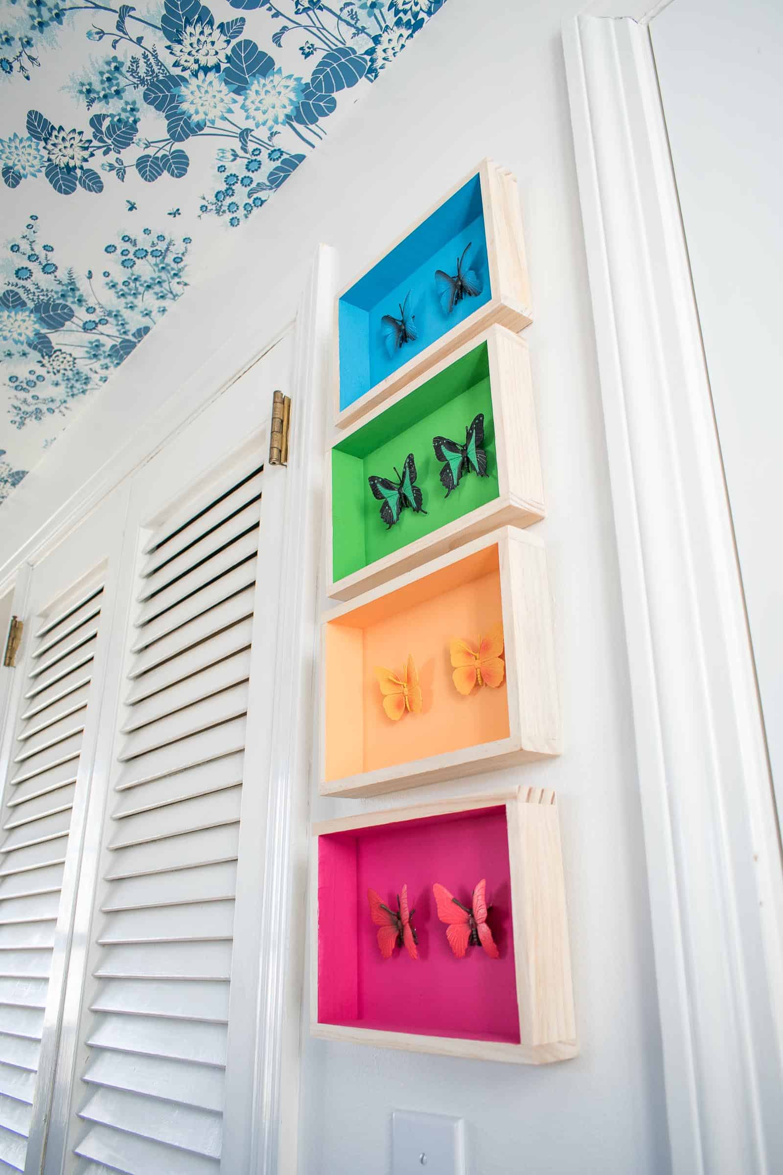 colorful painted shadow boxes