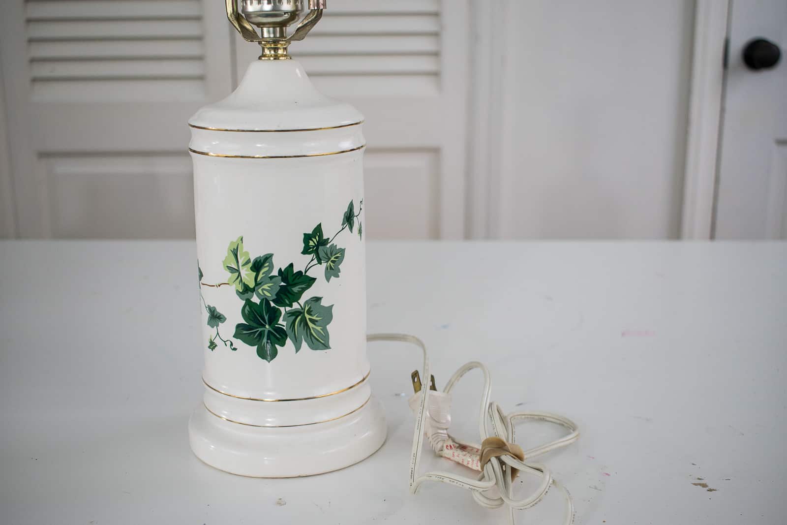 ivy painted thrift store lamp