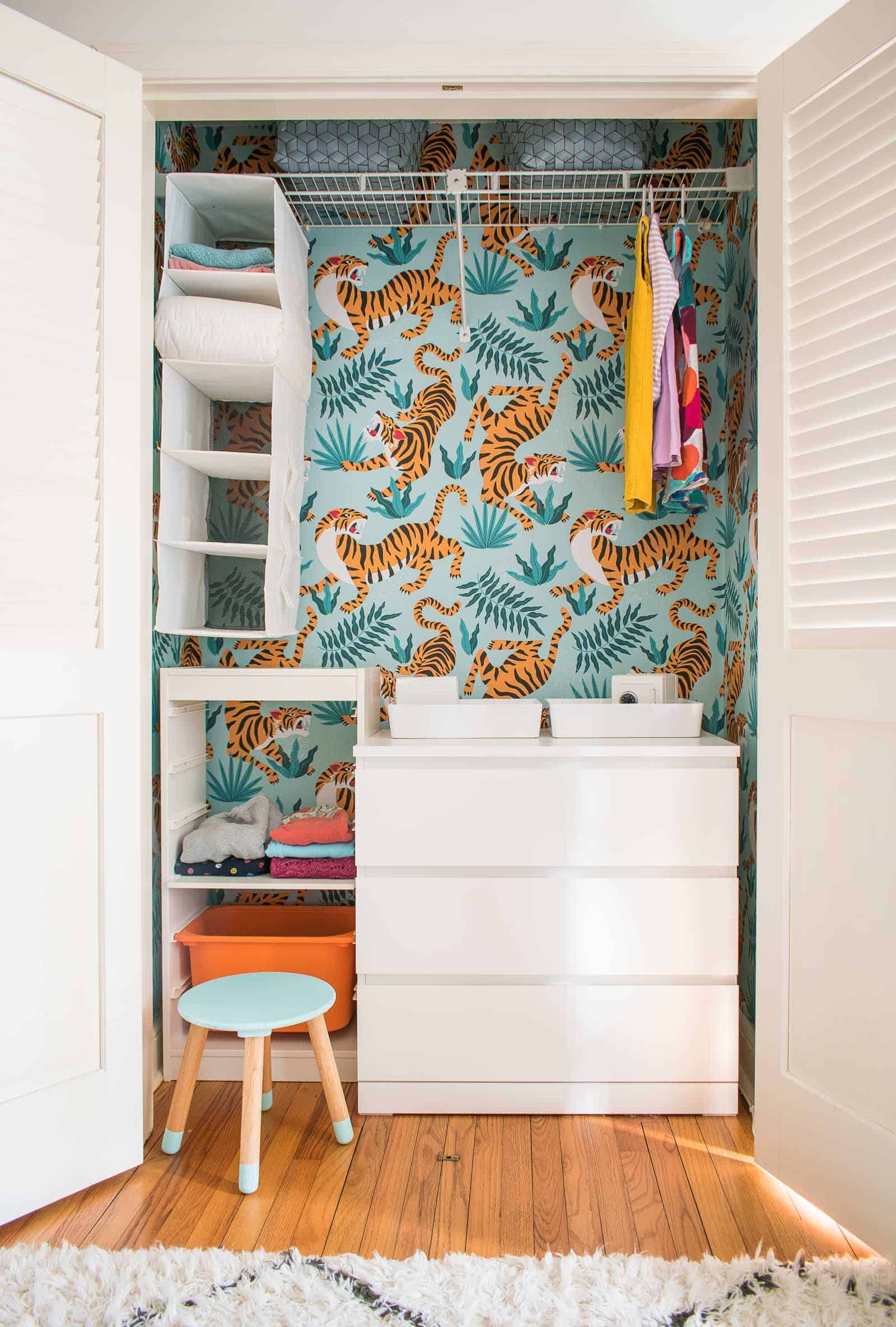 Make Over Your Closets with Fabric Wallpaper