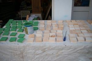 painting the wood squares