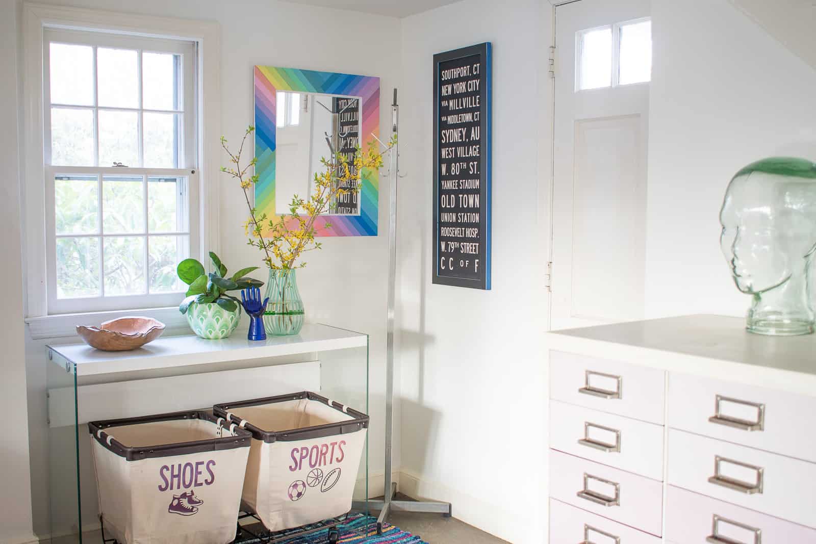 foyer makeover and rainbow picture frame