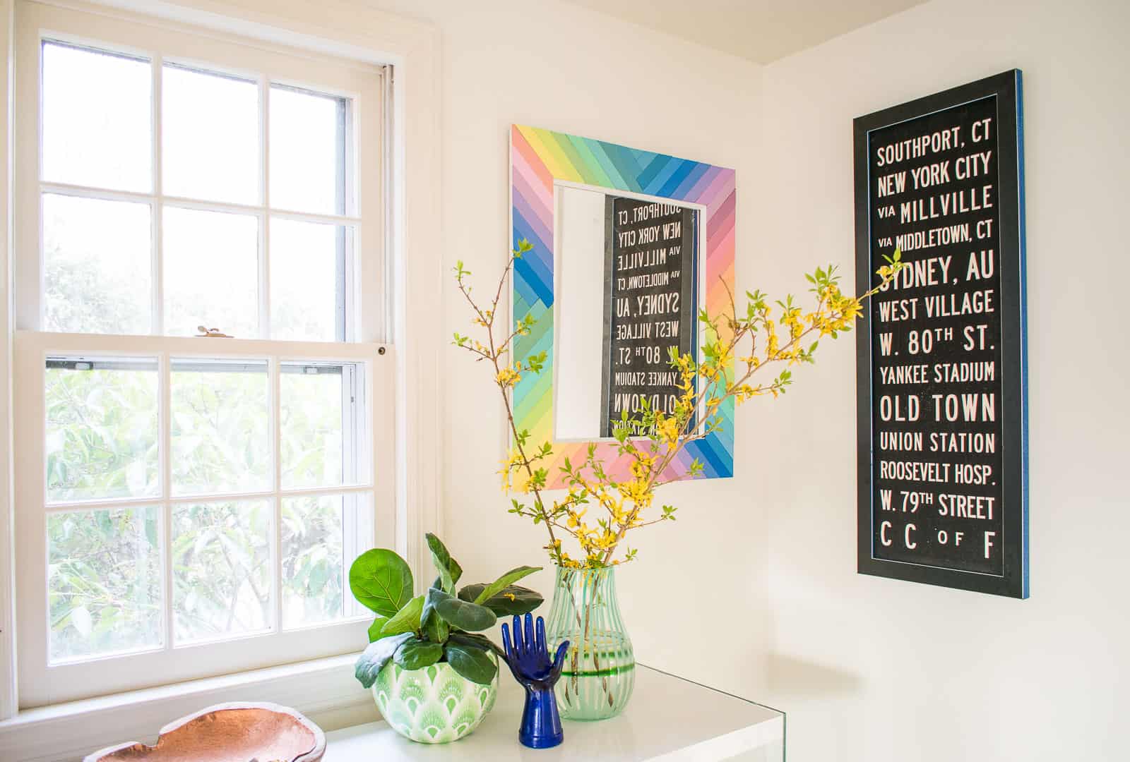 DIY rainbow mirror