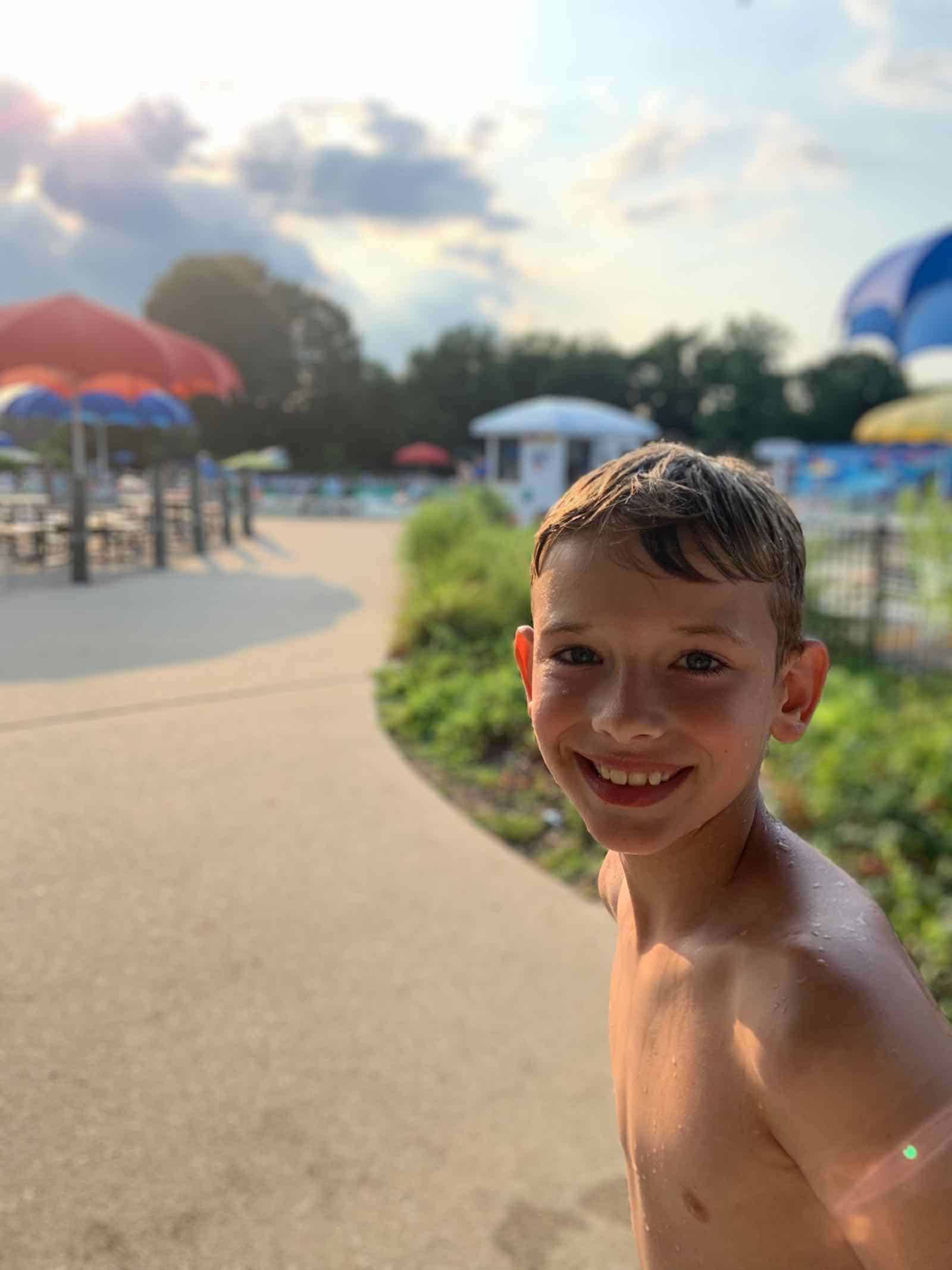 our son at the water park