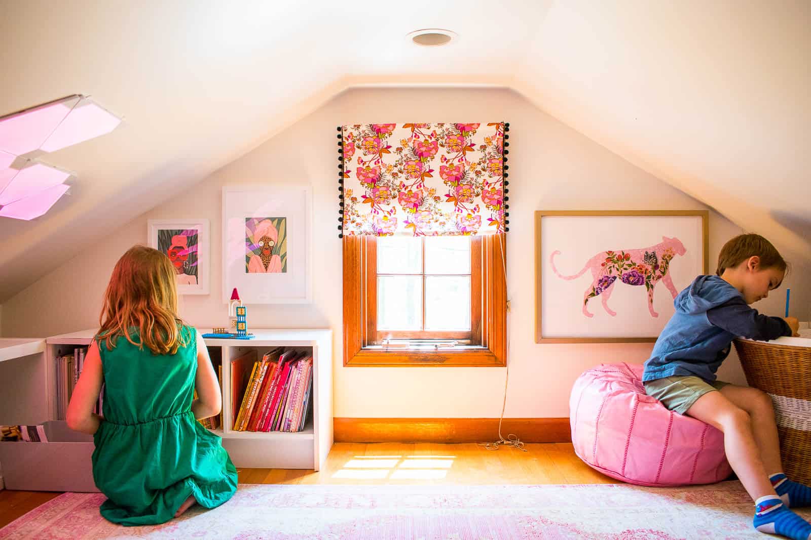 kids reading nook after