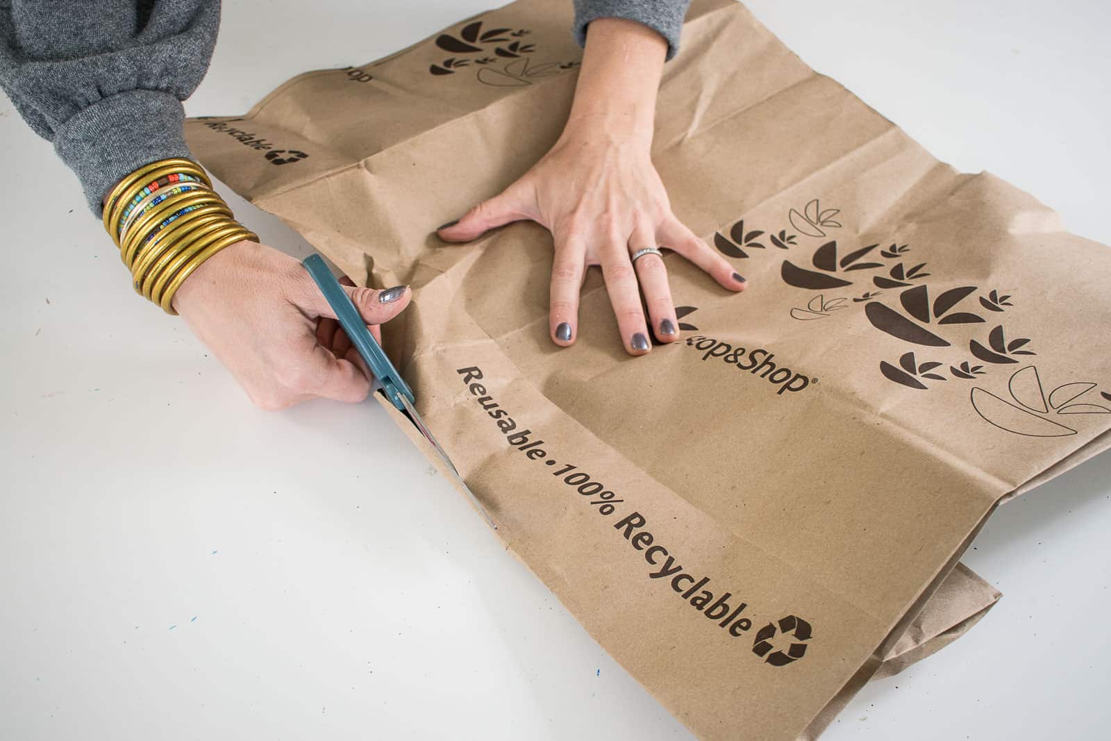 cut open the paper bags