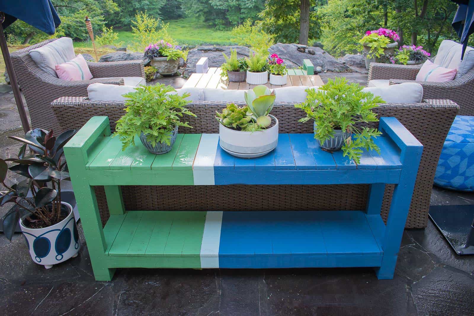 color blocked patio furniture