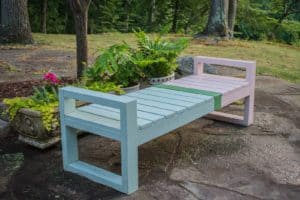 color blocked painted patio furniture