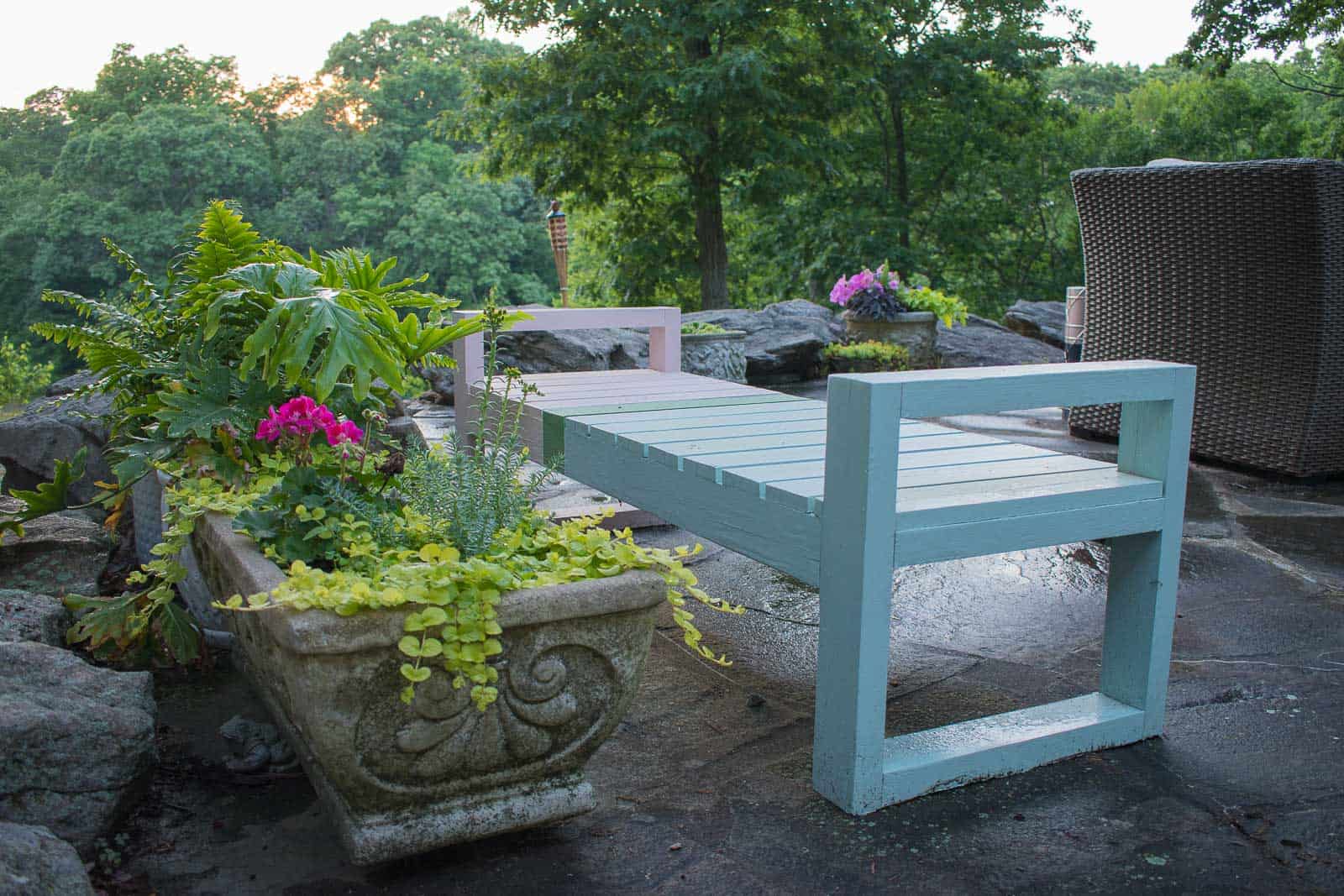 painted patio bench