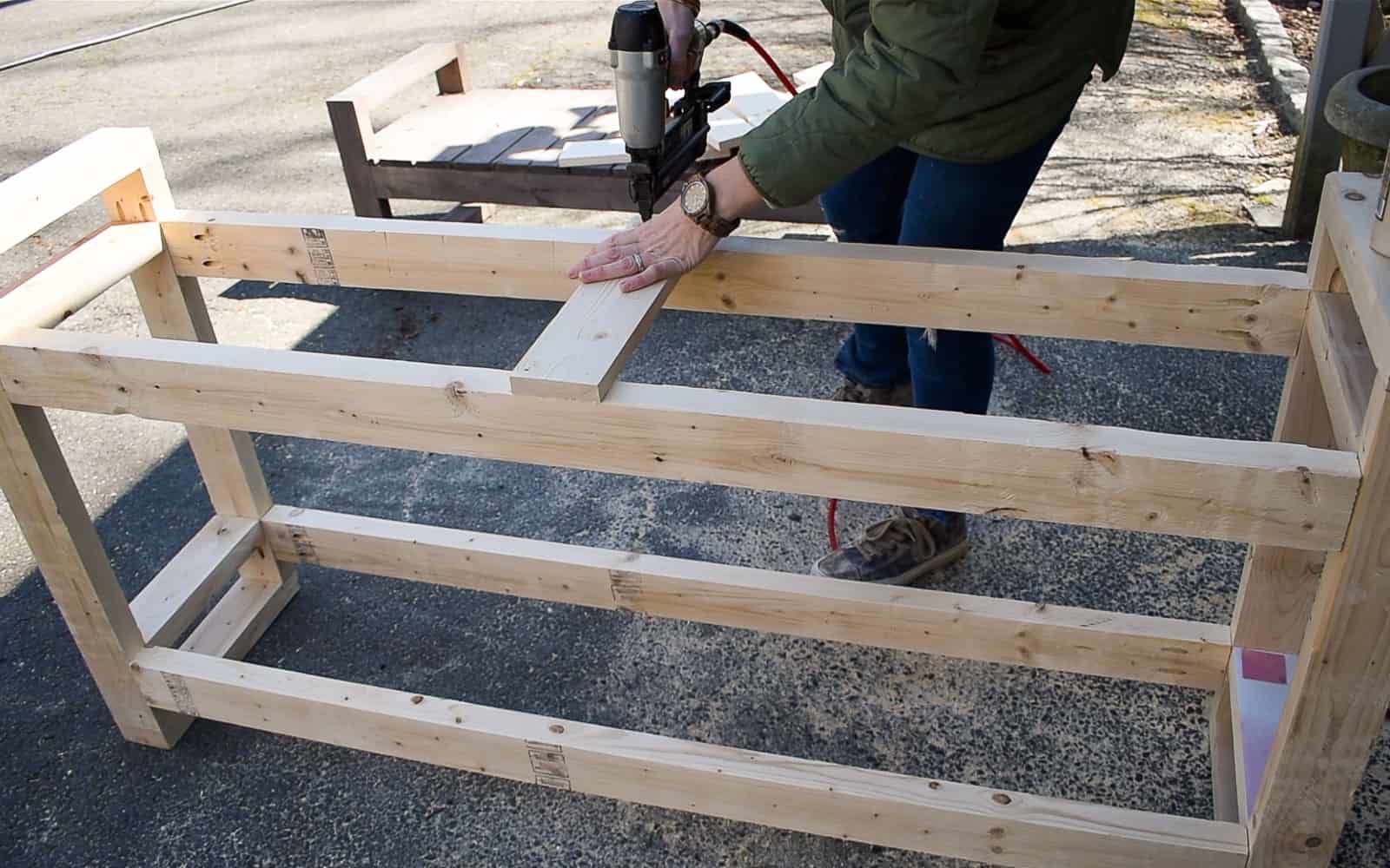 nail cross beams in place