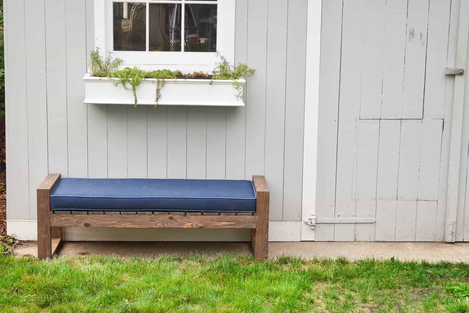 bench in front of the shed