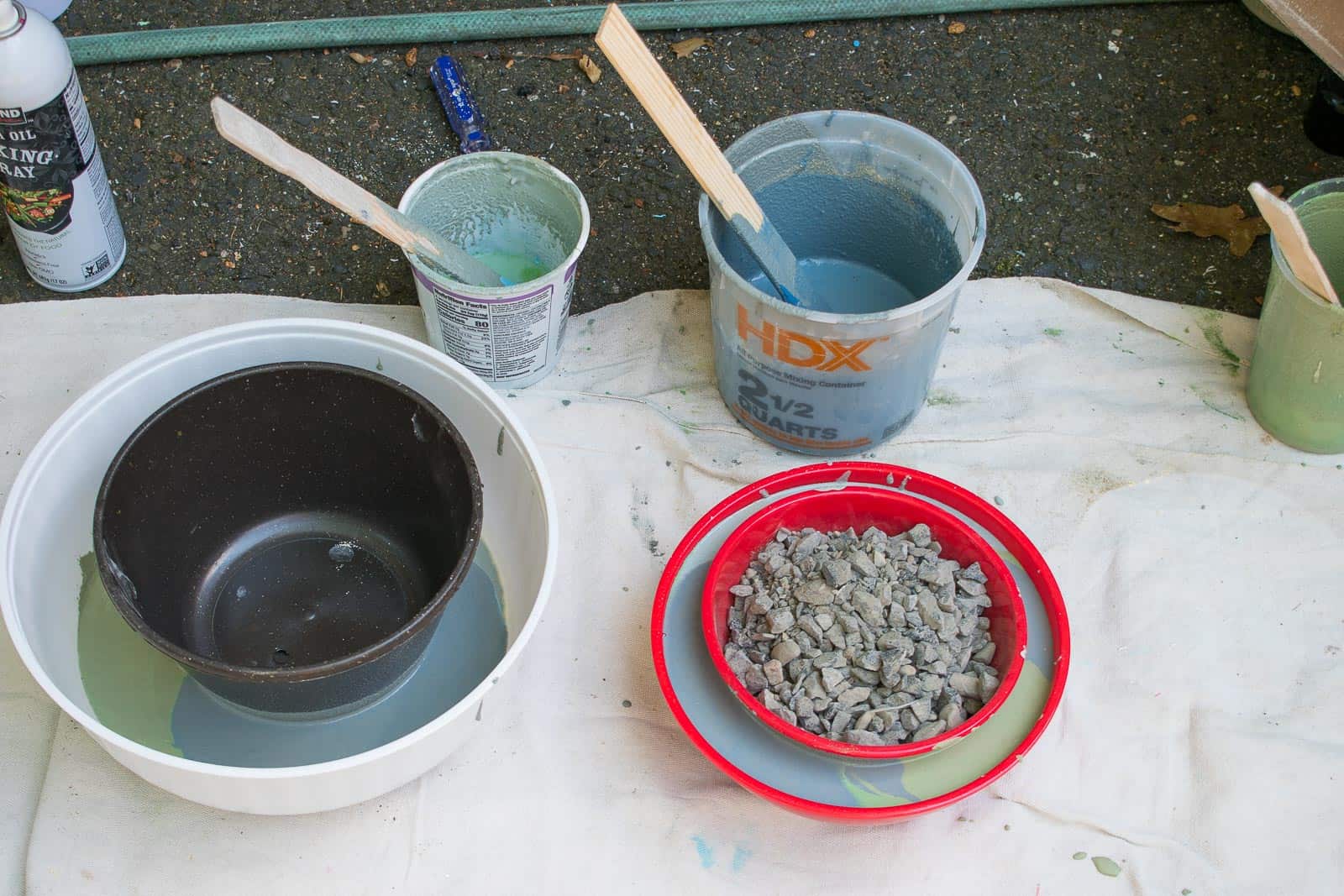 prep the bowls and pour cement