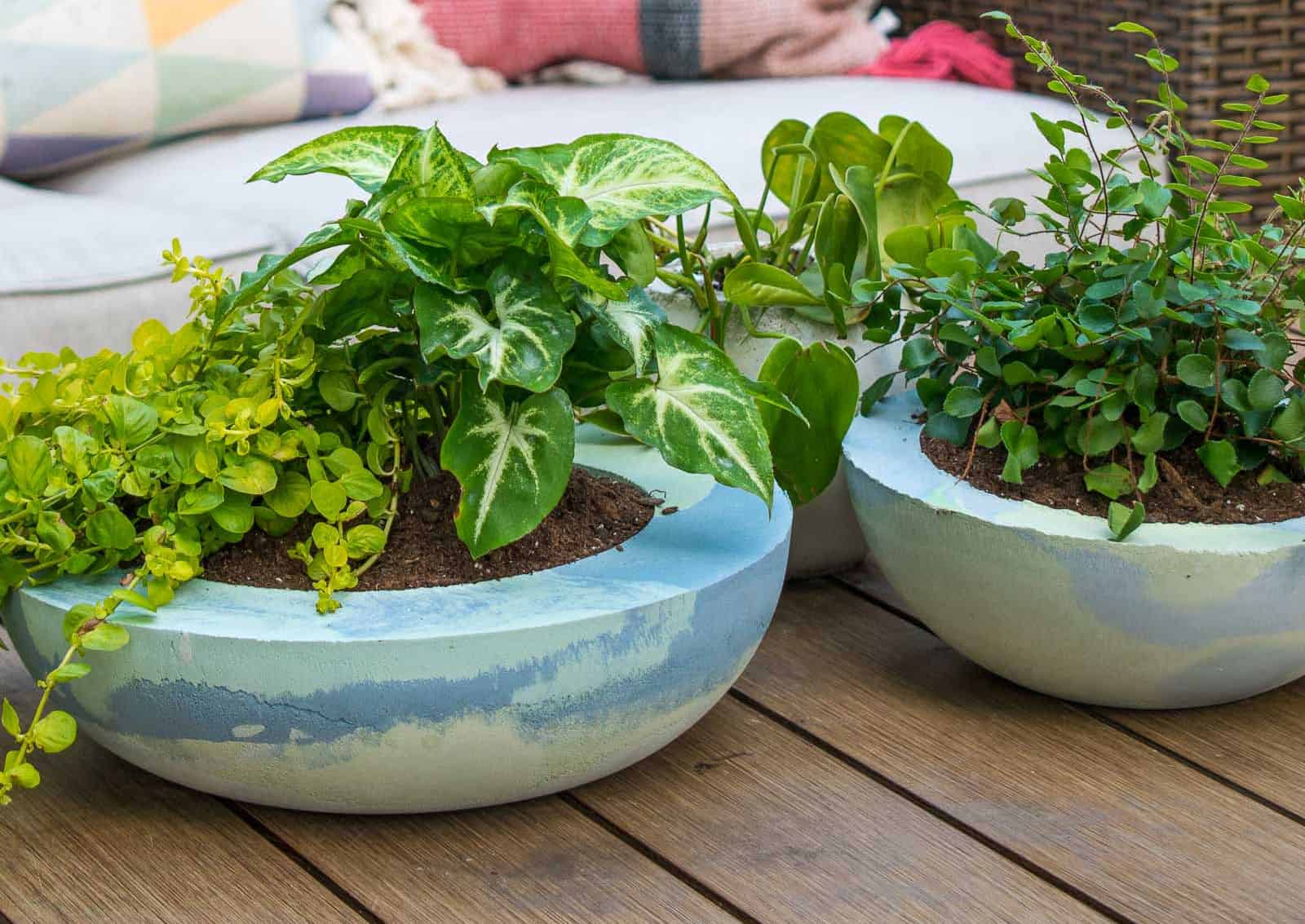 marbled cement planter