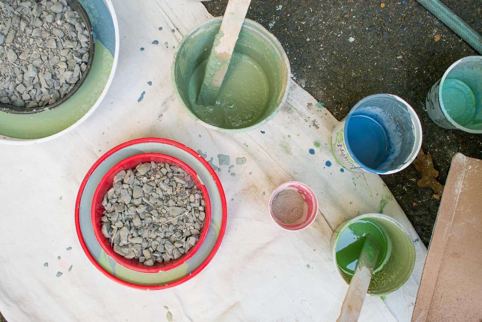 cement poured into molds