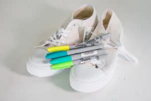 canvas shoes and sharpie markers