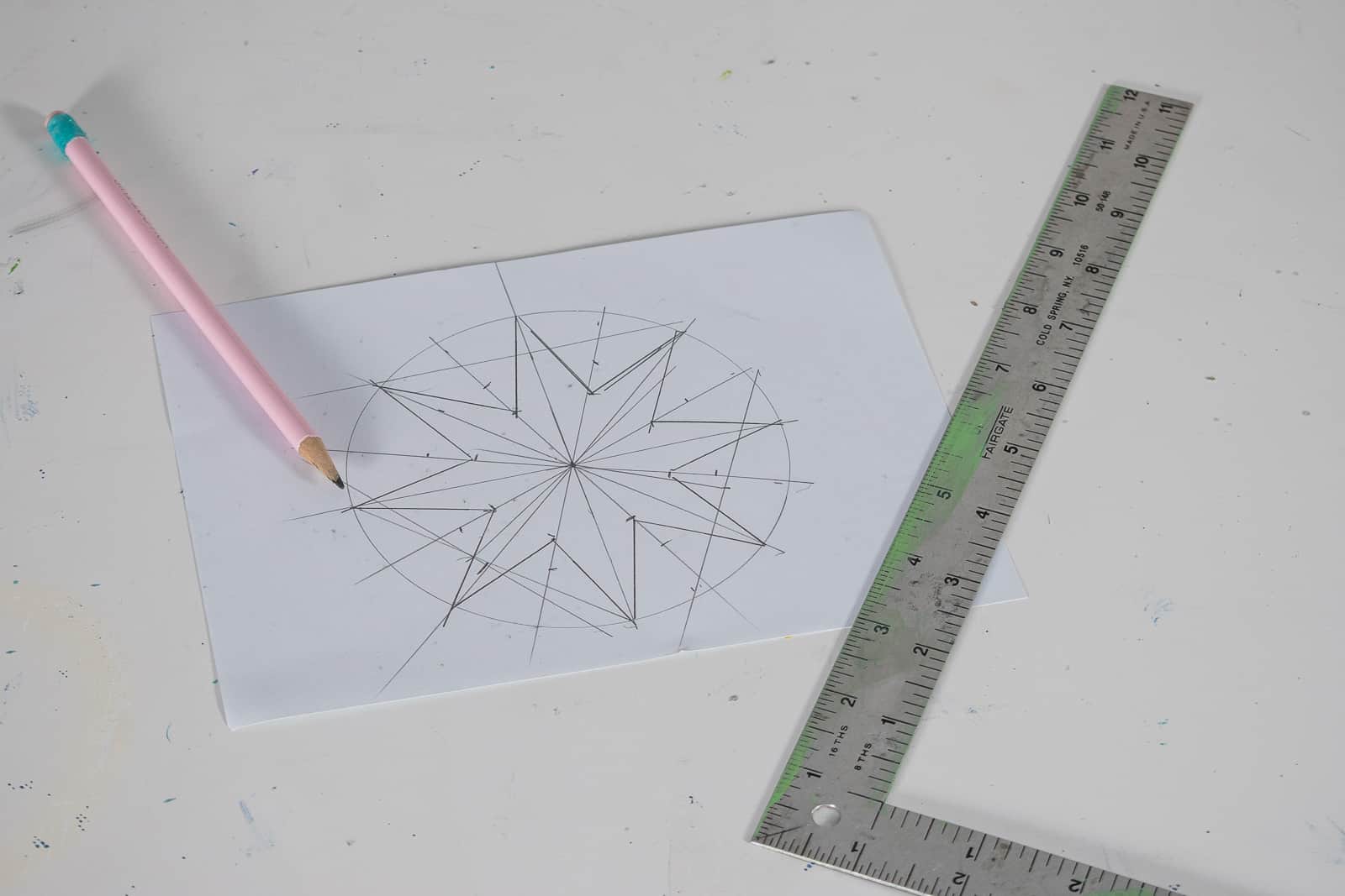 drawing a design for DIY fabric stamp