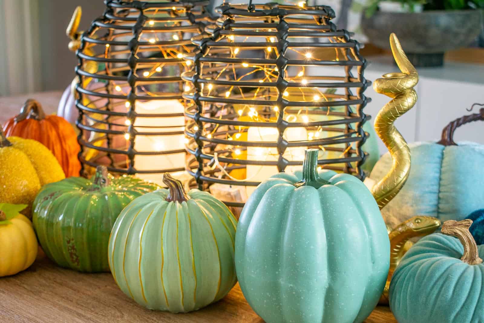 colorful pumpkin decor