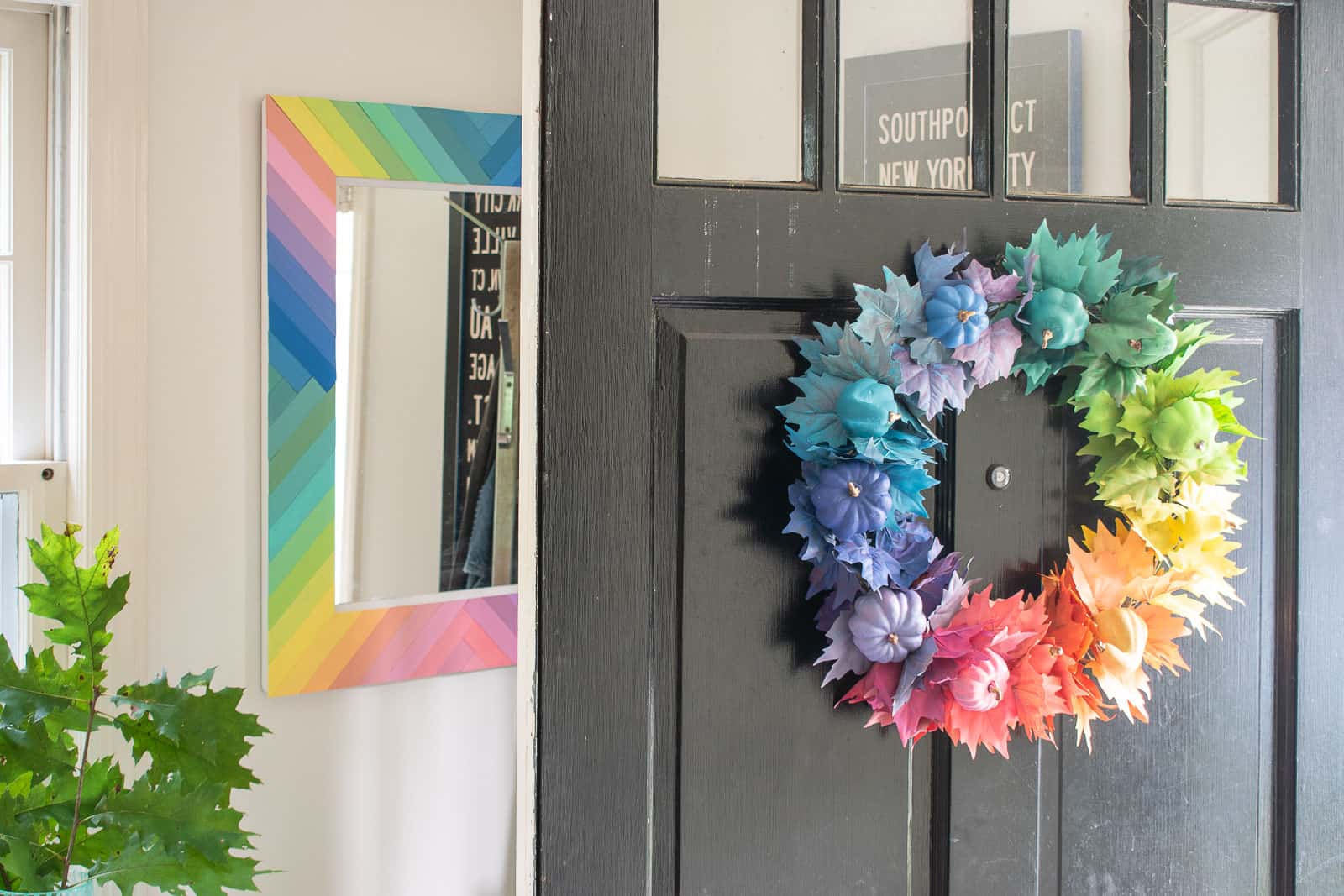 rainbow leaf wreath