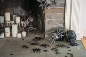 spiders skittering out of fireplace
