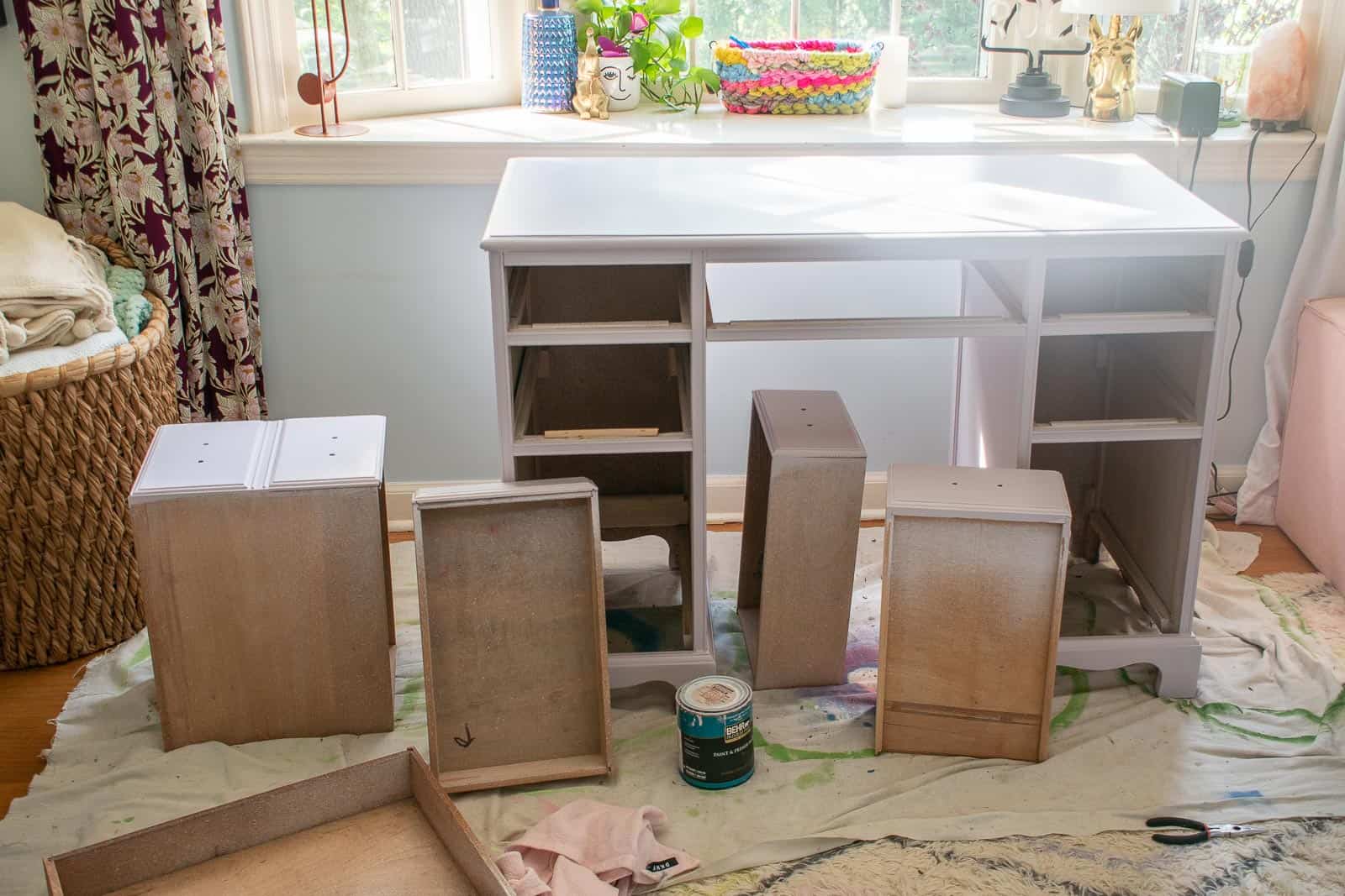 paint a base coat on the desk