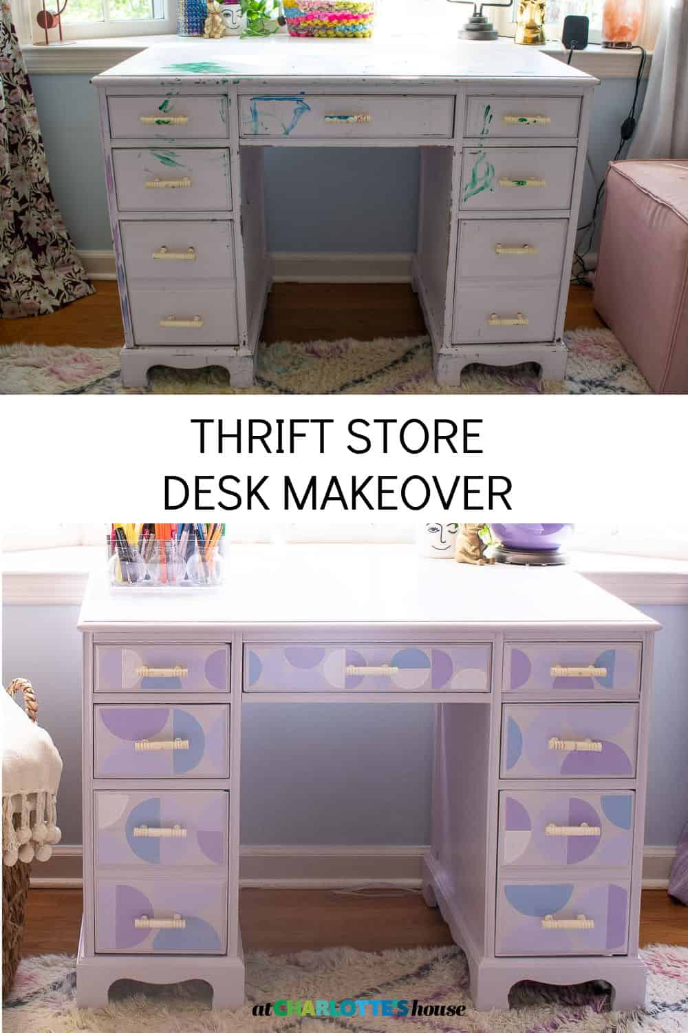 Thrifted desk makeover with Rustoleum chalk paint. - The Collected House