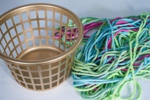 dyed rope and gold basket