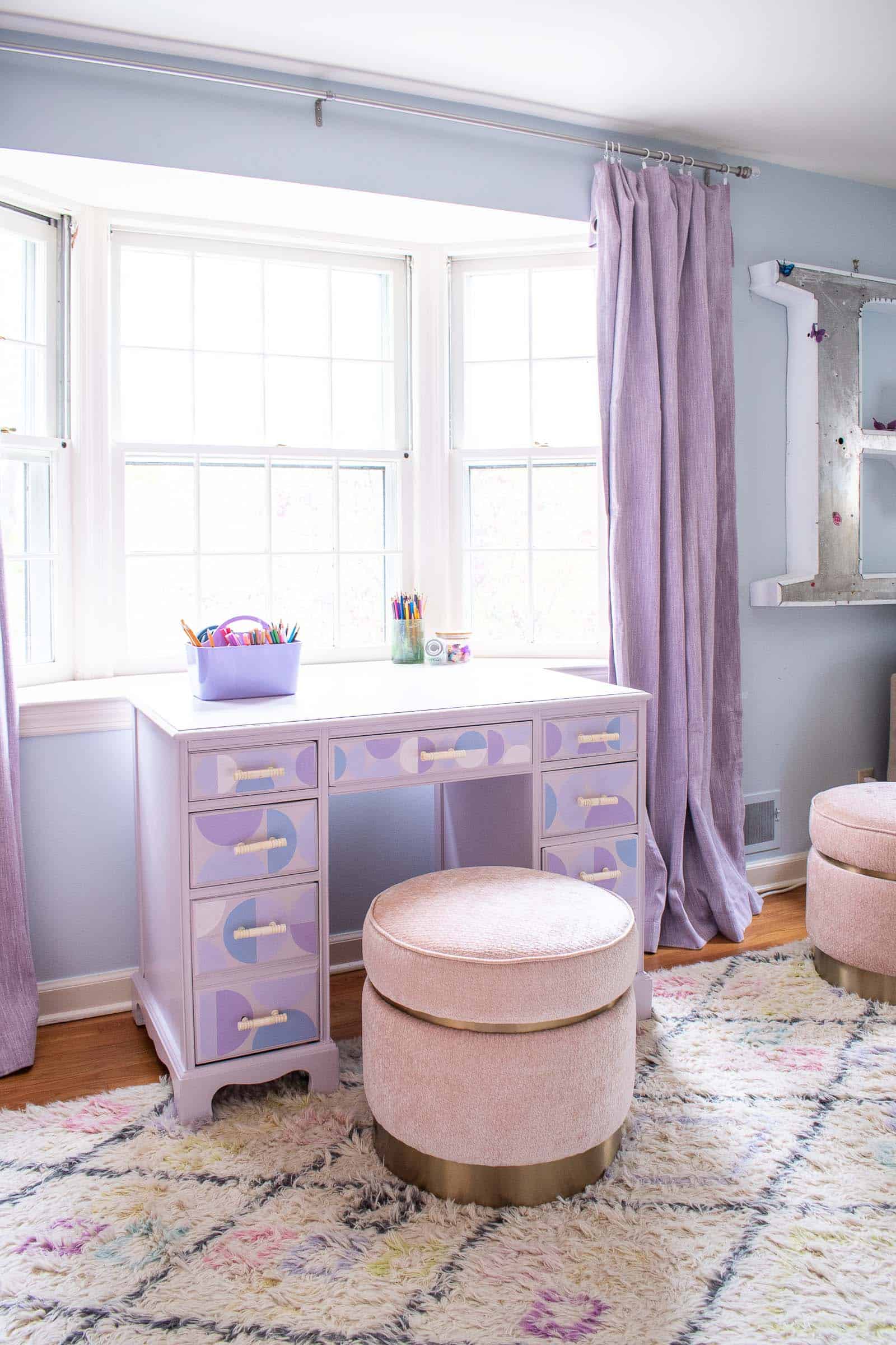 repainted desk in girls room