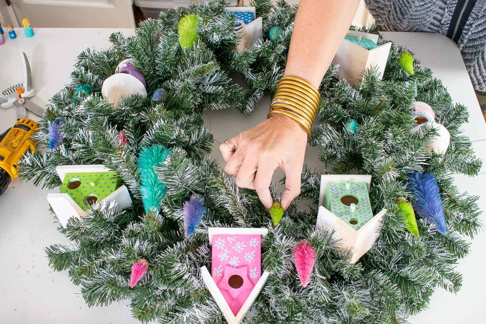 DIY Bottle Brush Tree Wreath - Design Improvised