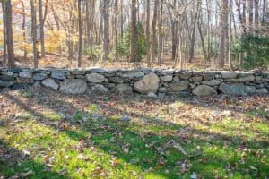 stone wall with new garden bed in front of it