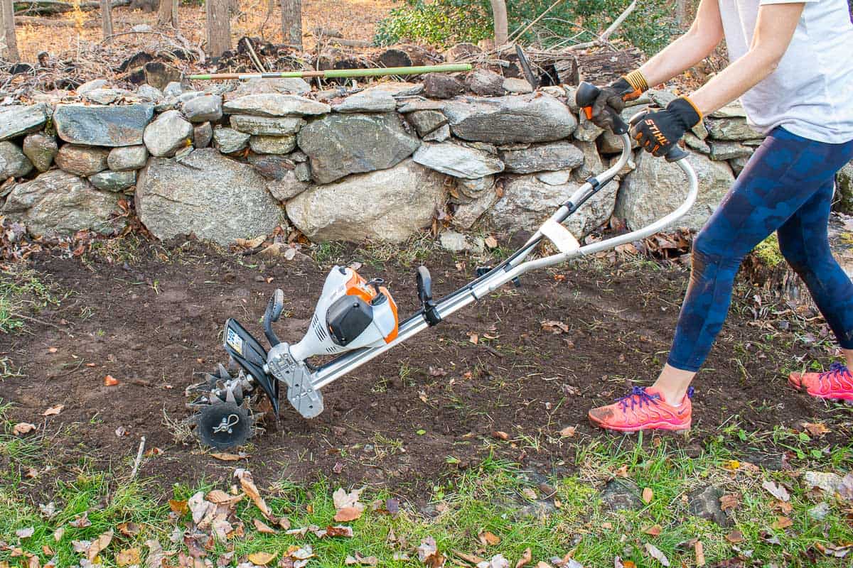 using the yard boss to till up the soil