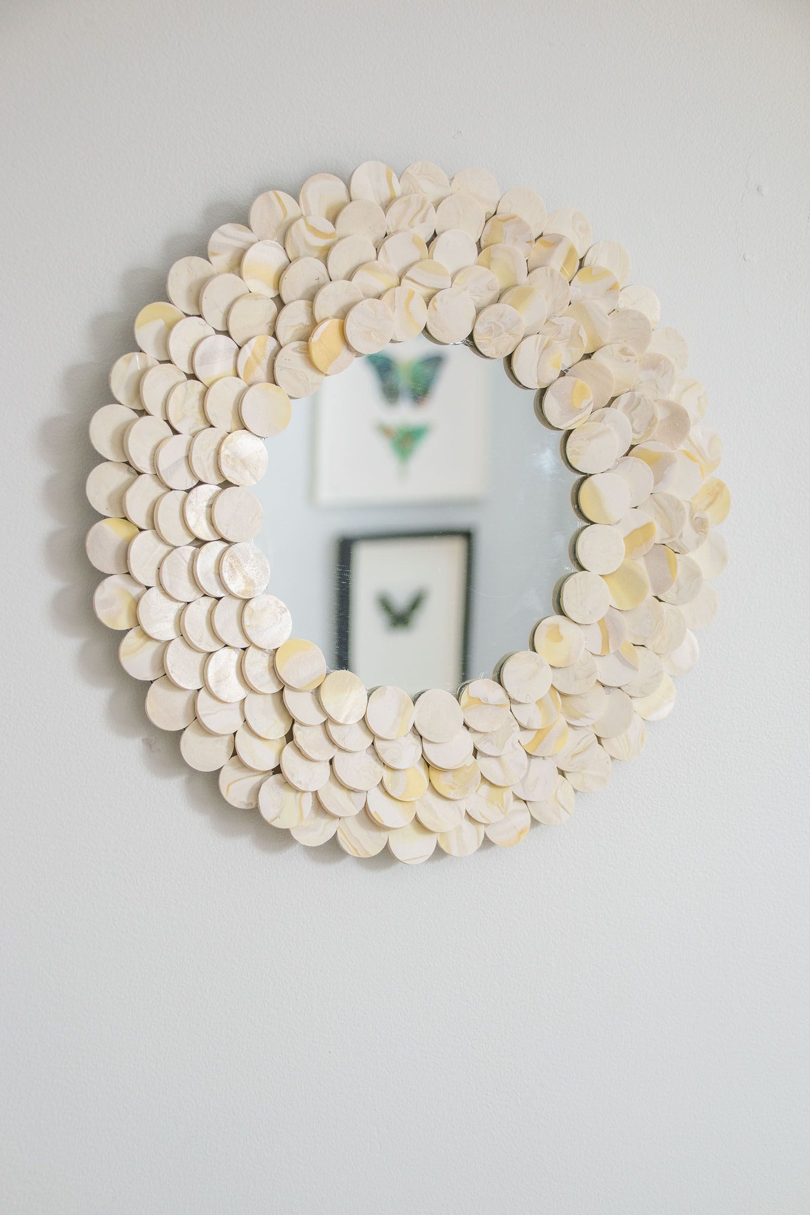 diy faux capiz shell mirror