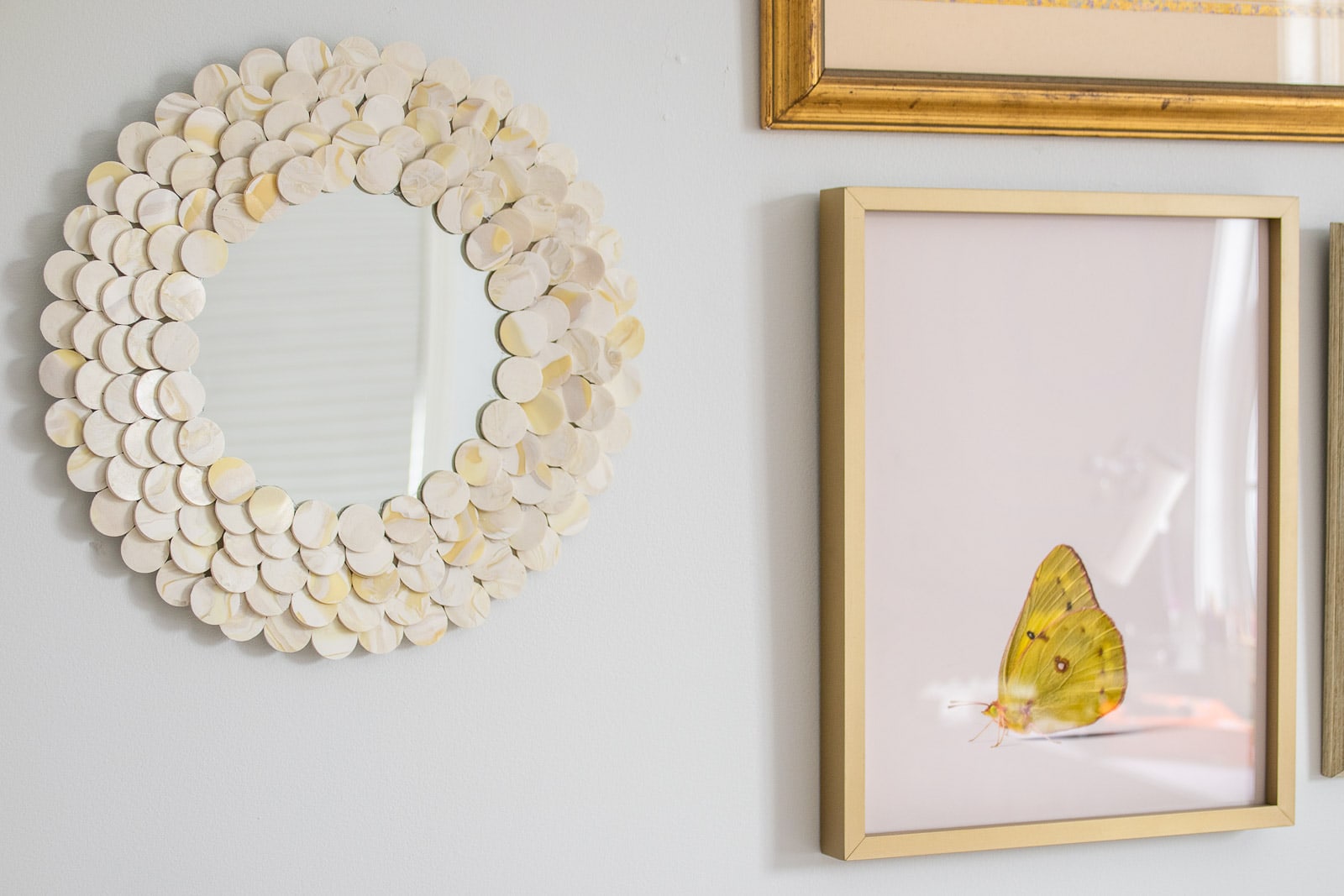 diy faux capiz shell mirror