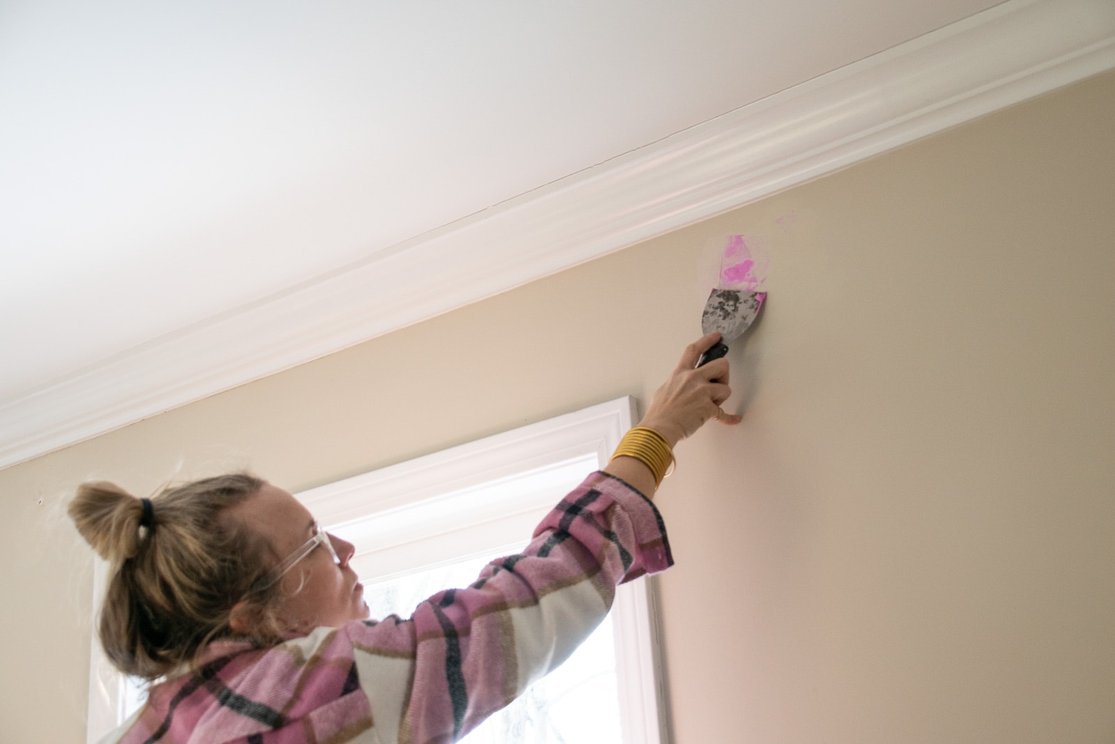 fill the holes with spackle first