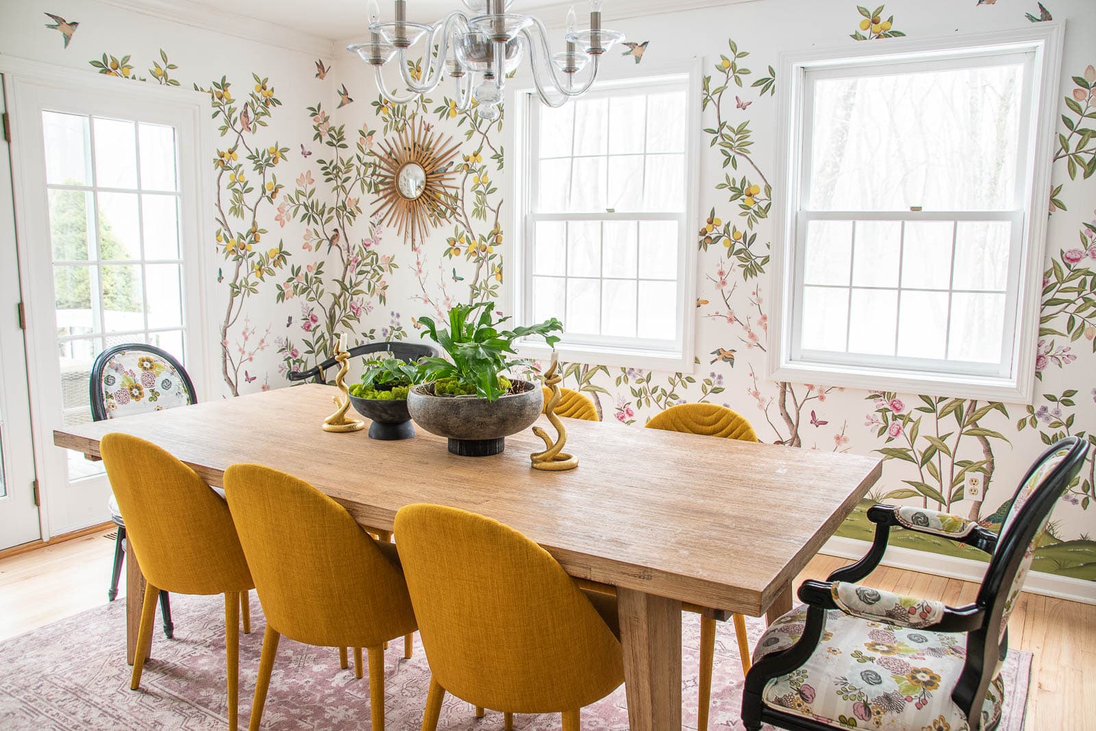 chinoiserie wallpaper in our dining room