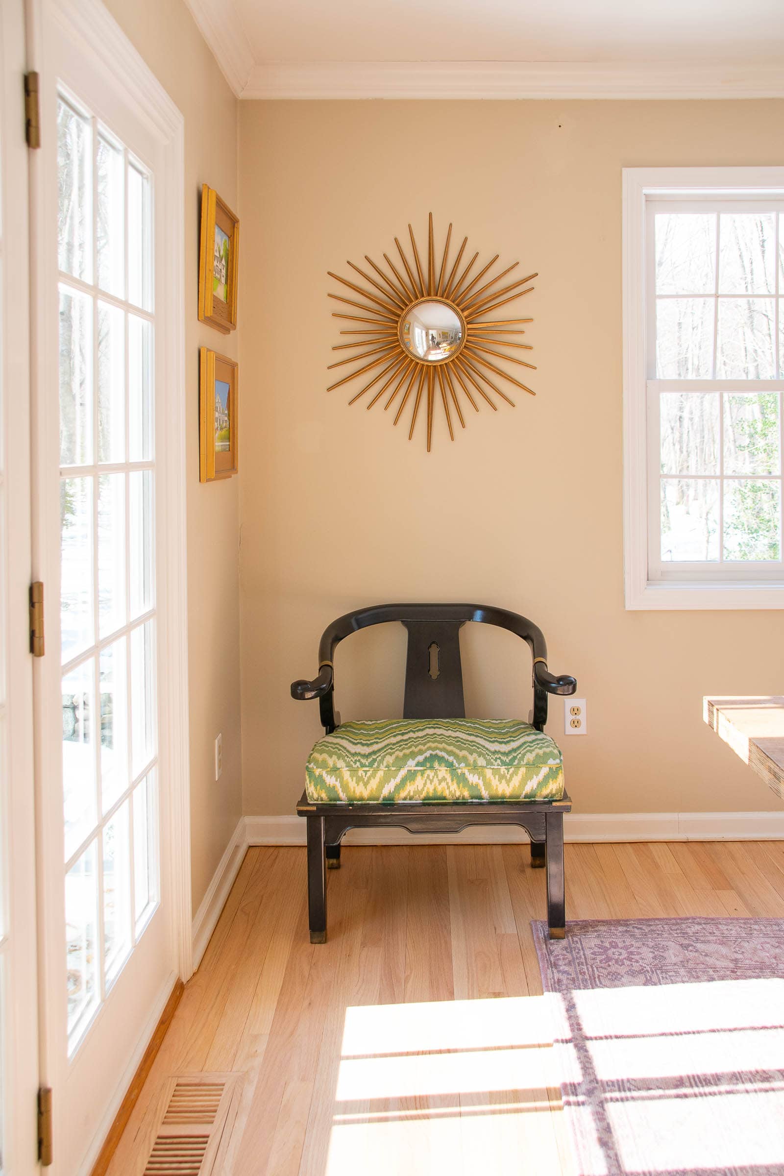 dining room corner before and after