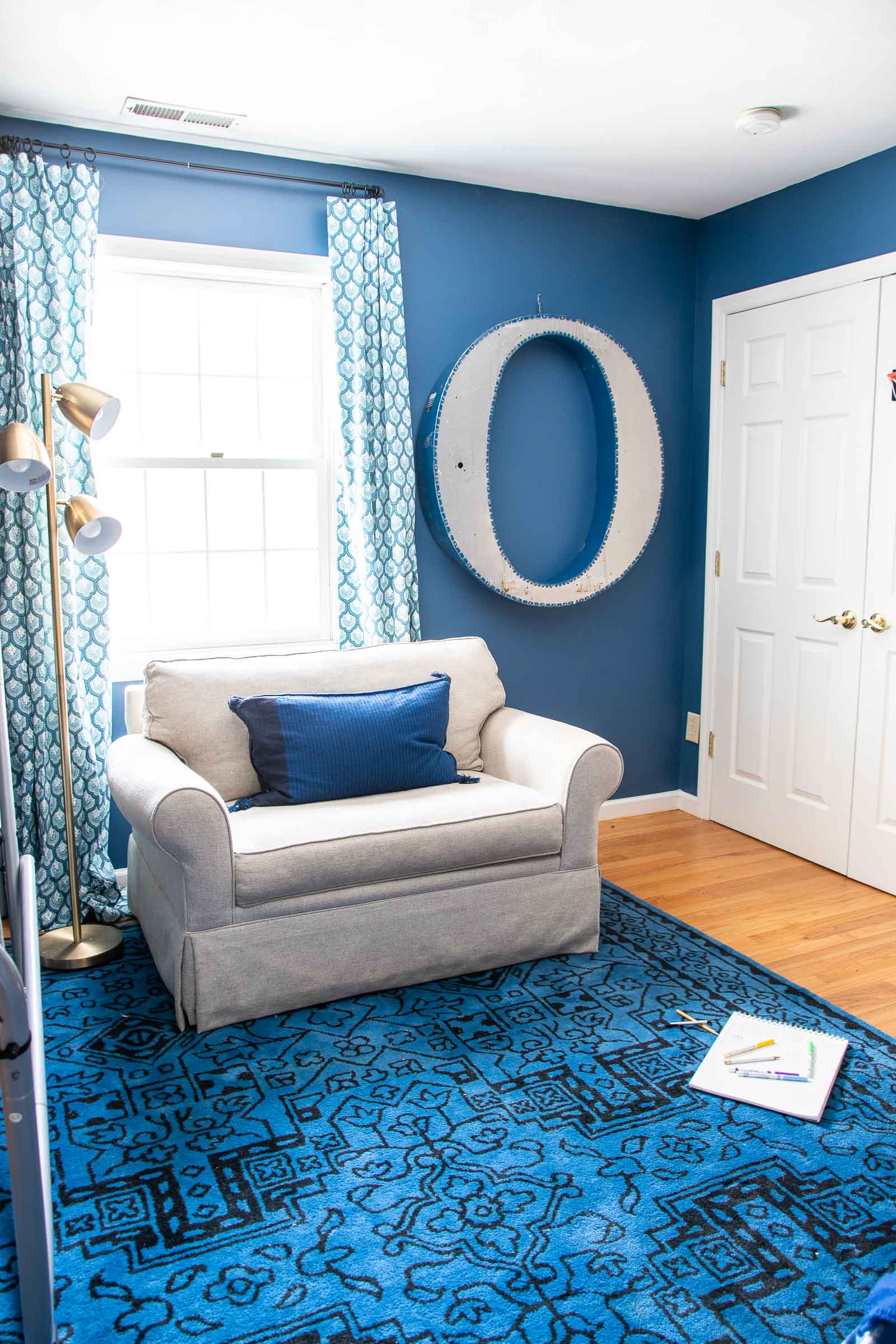 Navy blue deals boys room