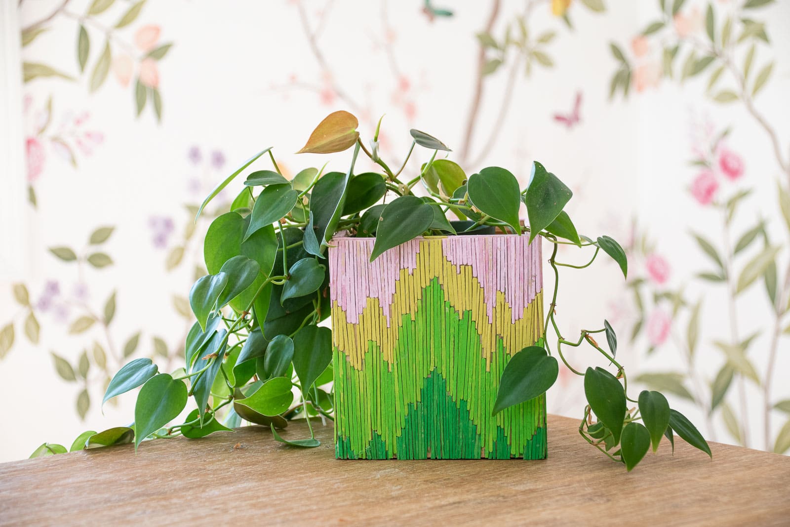 Toothpick Art: Flamestitch Planter