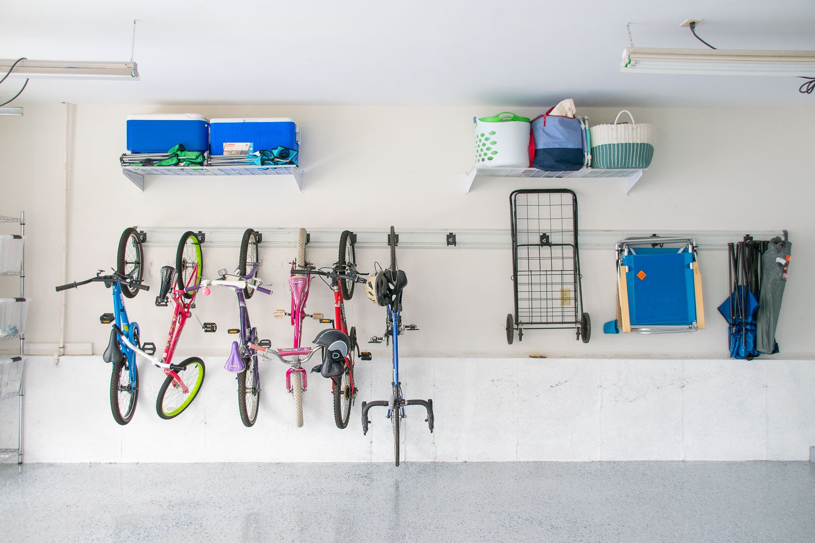 bikes on garage wall