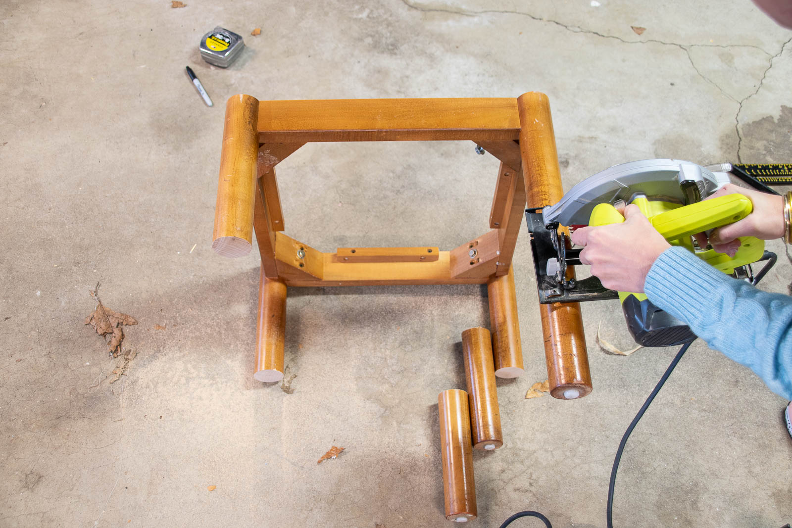 cut down the table legs to size