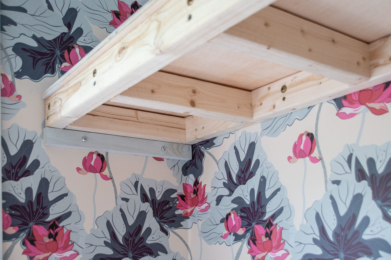 hanging shelves in laundry room