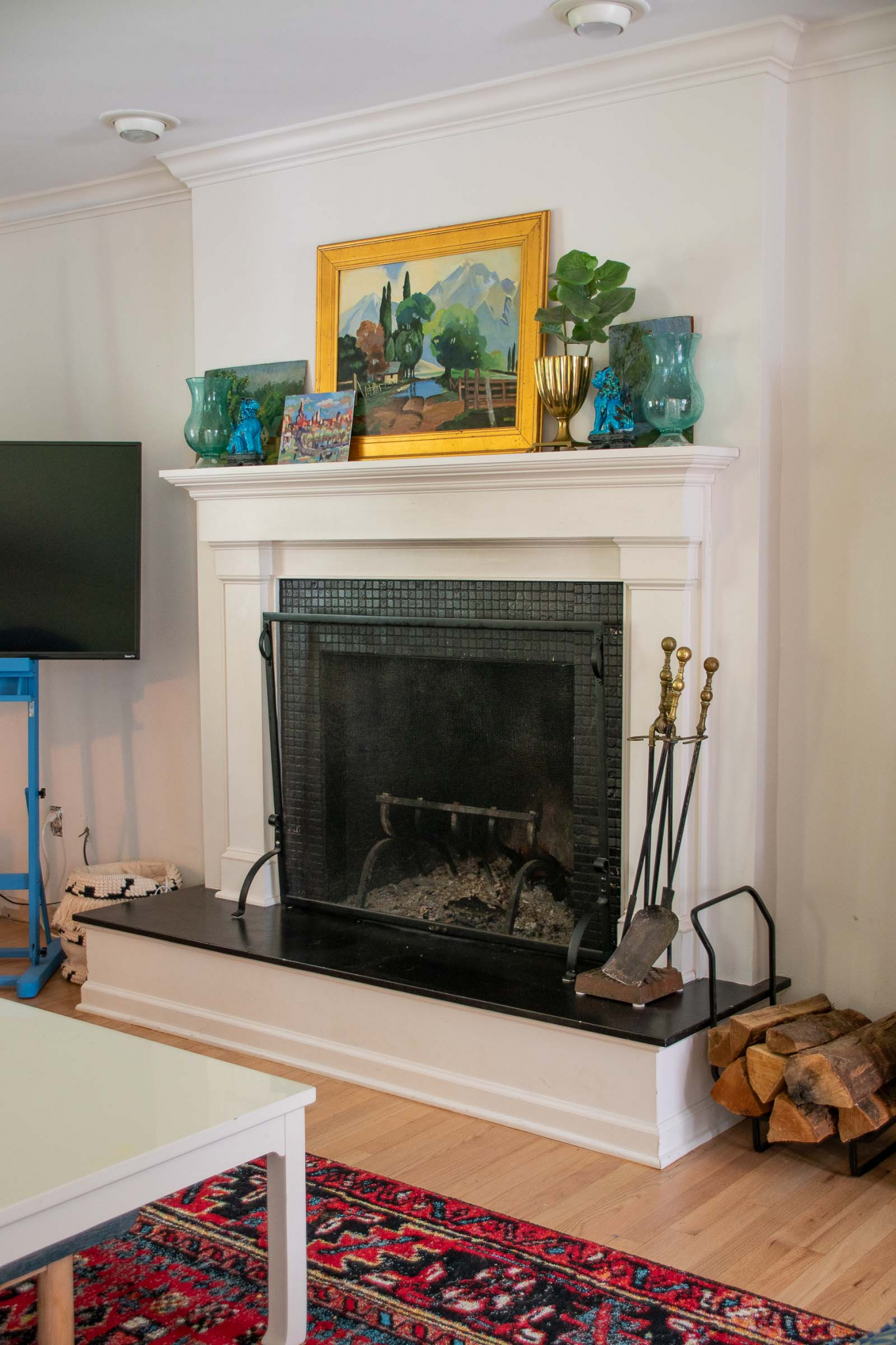 Adding Wallpaper to our Fireplace Mantel2 At Charlotte's House