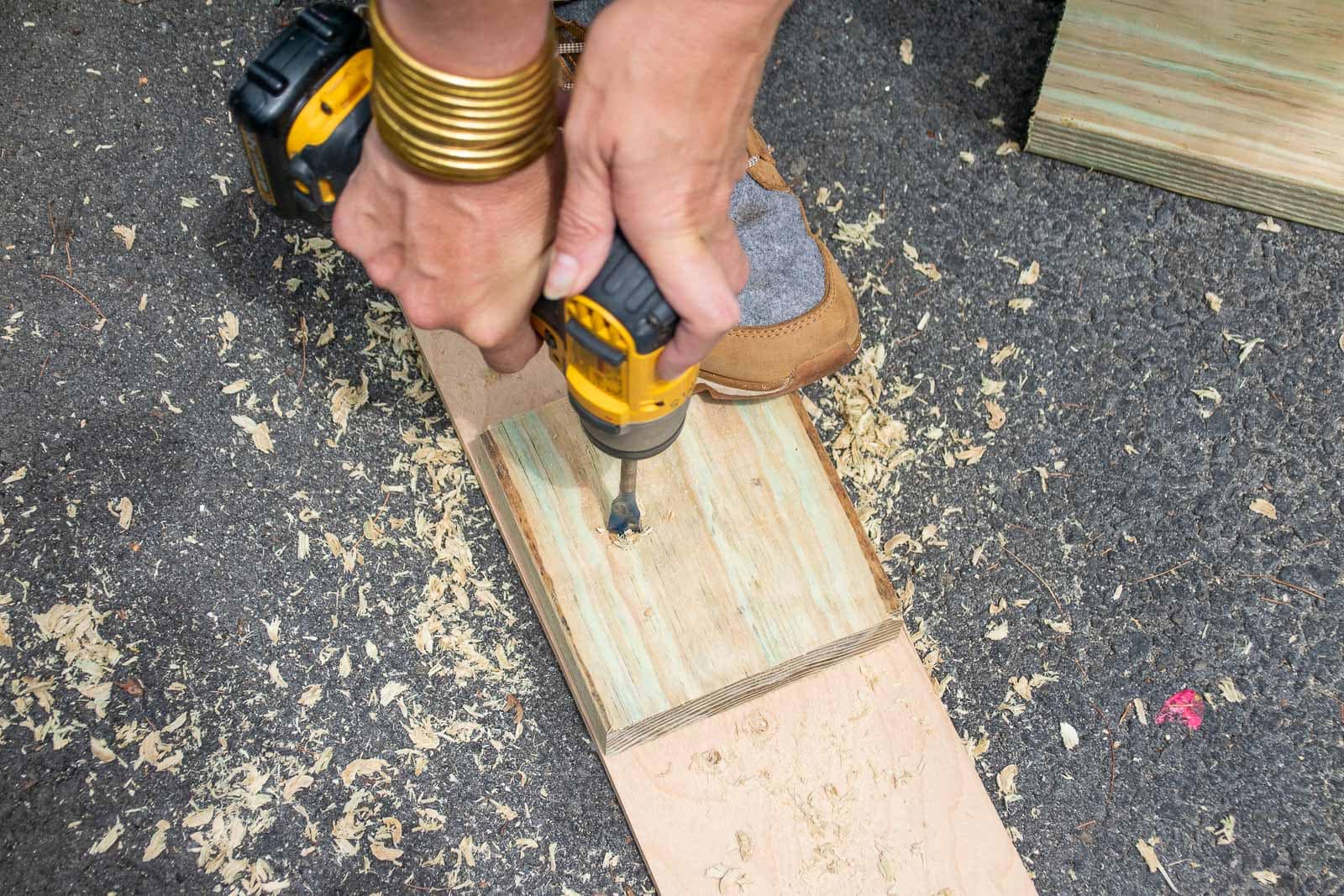 drilling holes through lumber