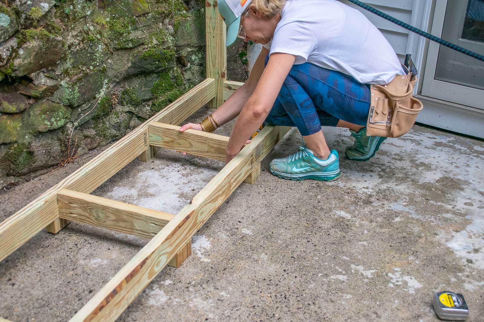 add support beams to floor of shed