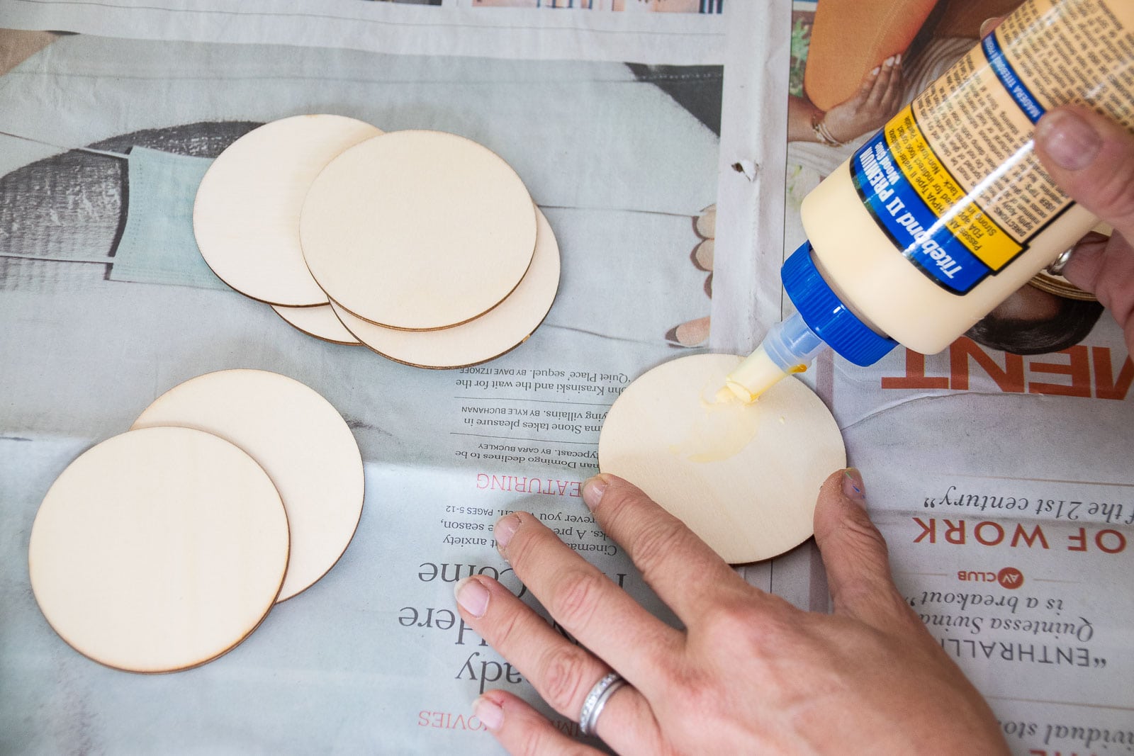 glue wood circles together