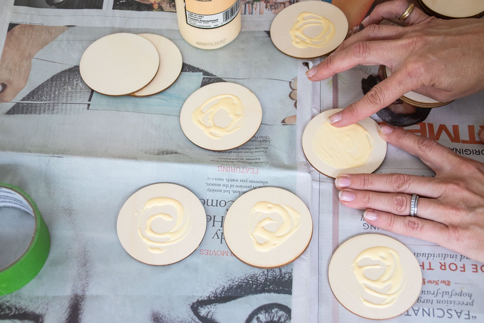 glue wood circles together