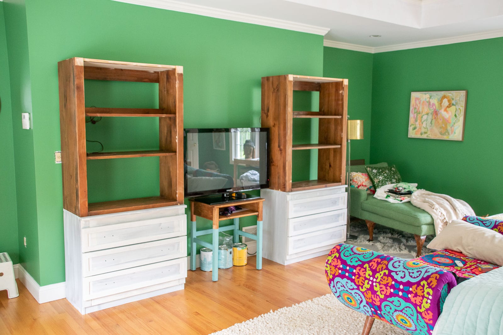 bookshelves in the space