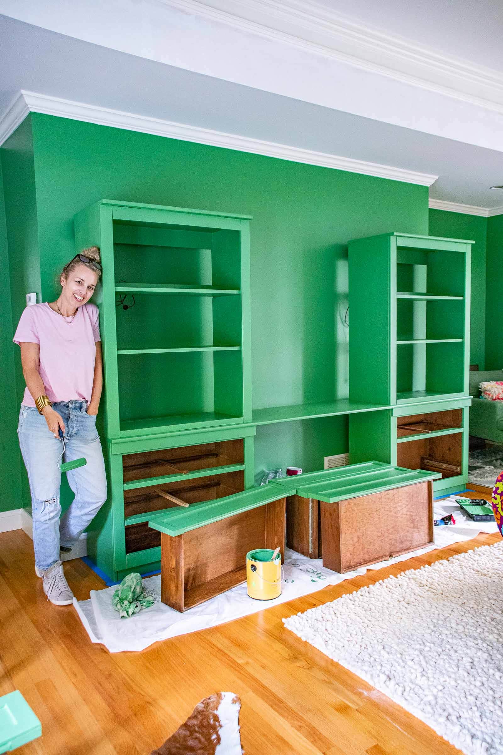 painting the bookshelves