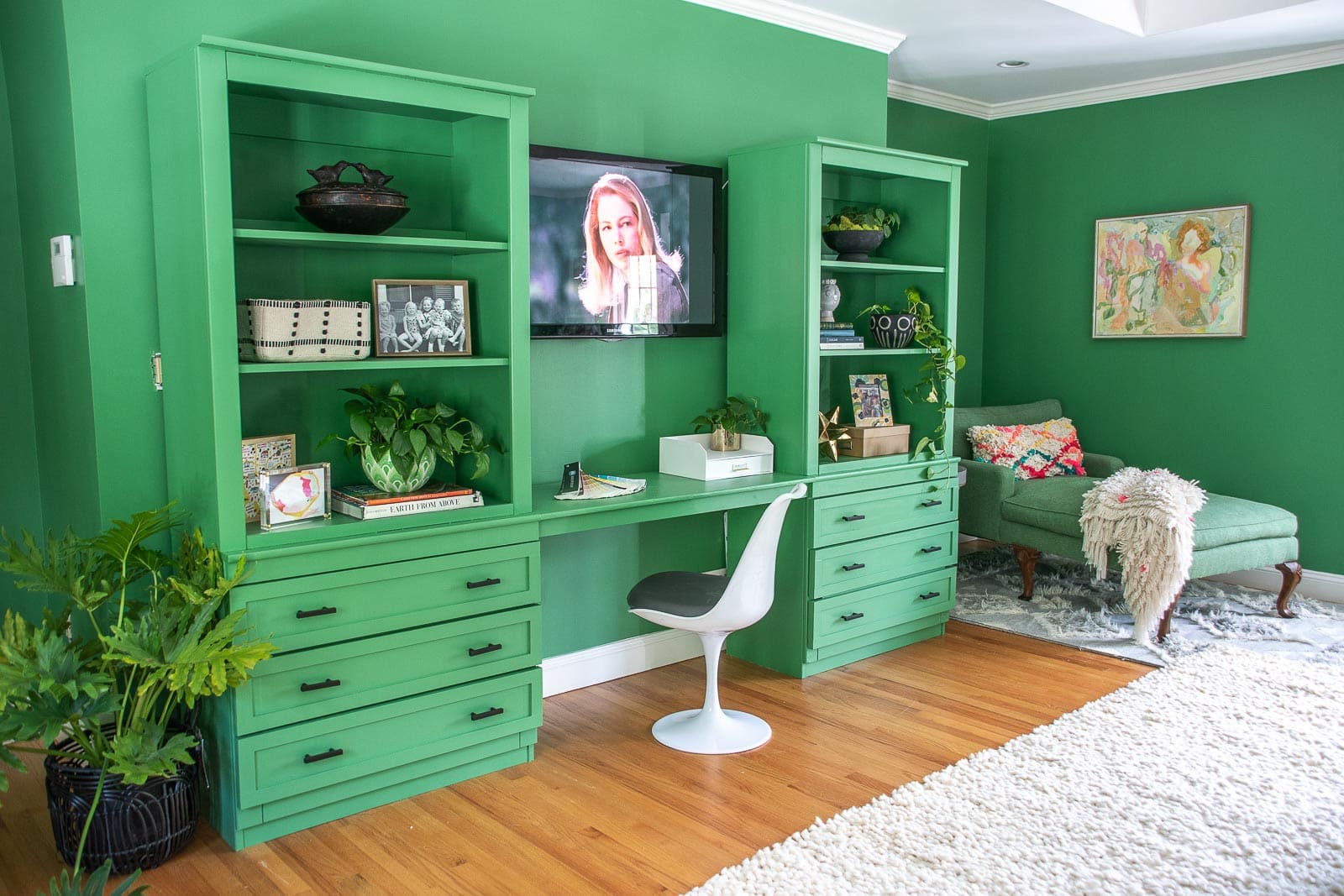 cabinets turned built in bookshelves